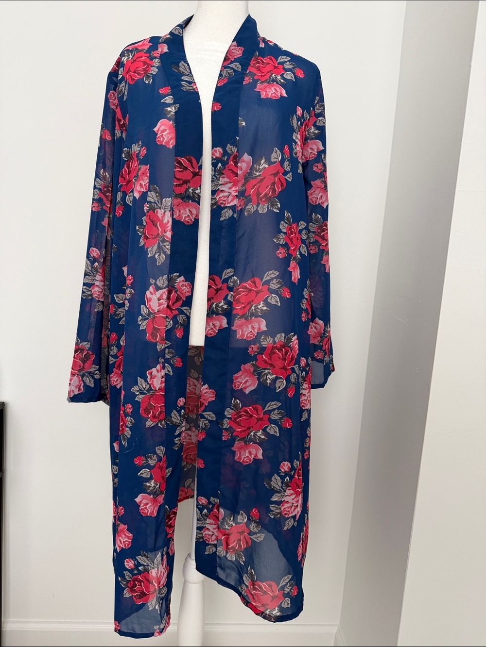 Navy Floral Sheer Kimono coverup romantic flowy